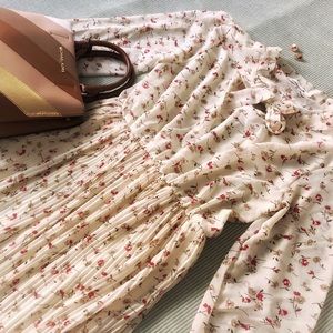 ALYABOOMTY floral print tie-neck maxi dress